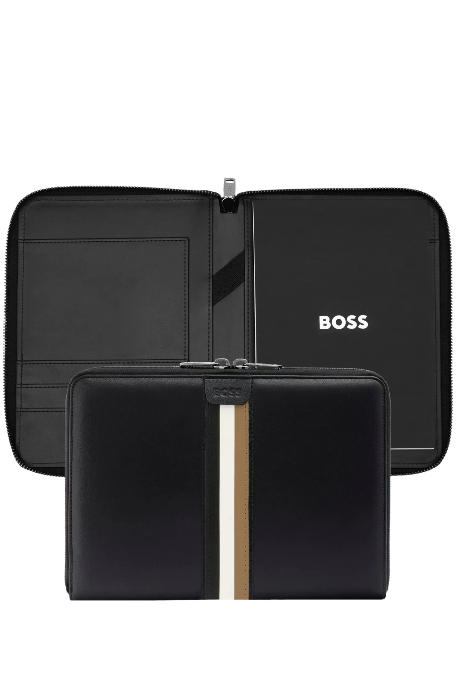 A5 conference folder in faux leather with signature stripe