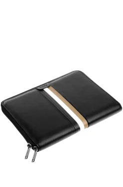 A5 conference folder in faux leather with signature stripe