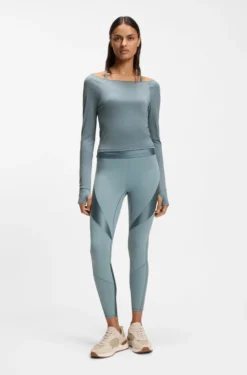 Active burnout-fabric top with shiny underlayer