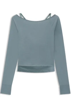 Active burnout-fabric top with shiny underlayer
