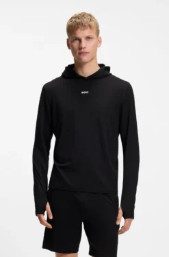 Active hoodie with thumbholes and moisture management