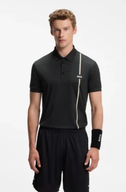 Active quick-dry polo shirt with signature stripe