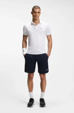 Active Slim-fit polo shirt with embossed tennis-ball pattern