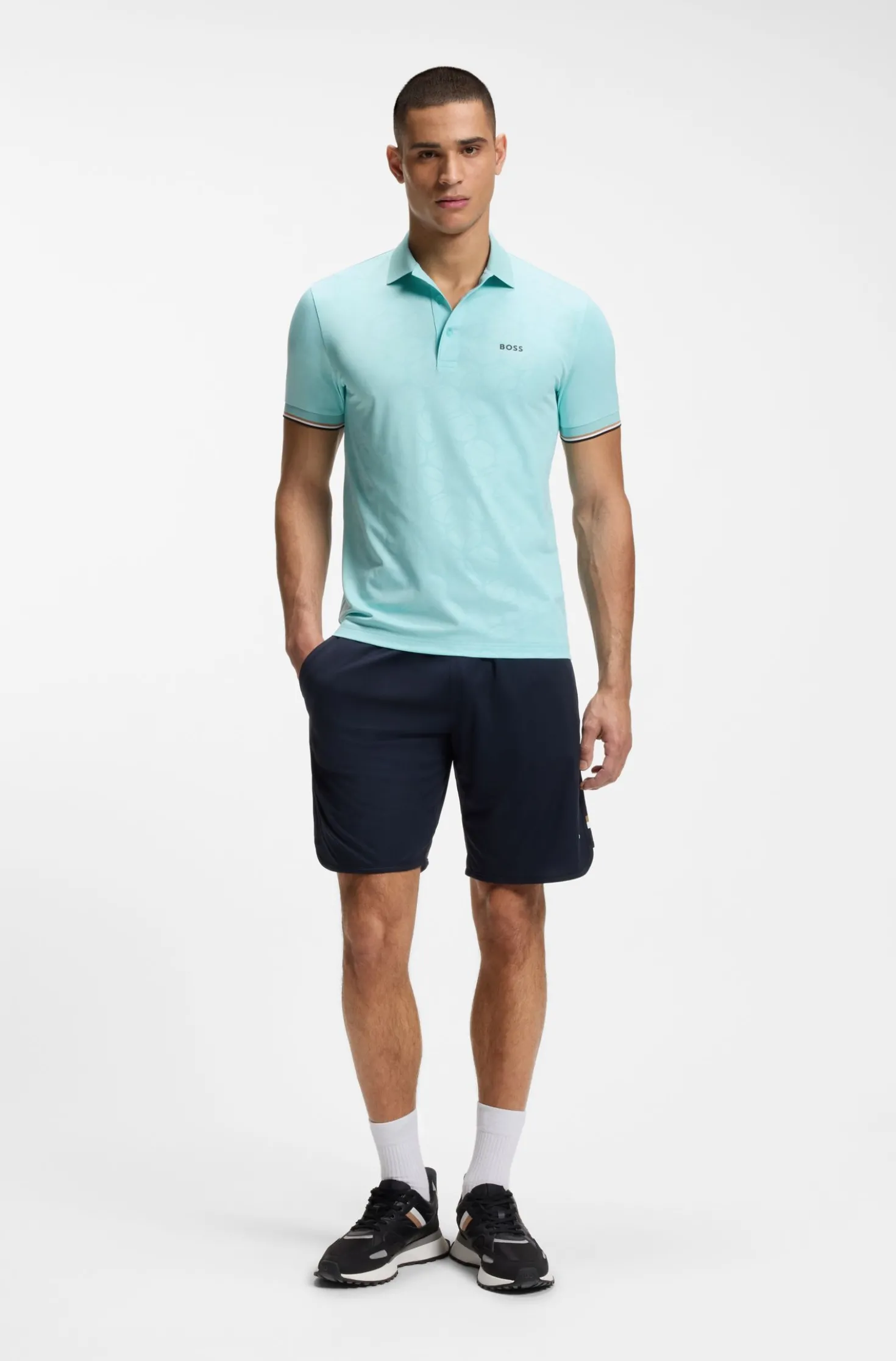Active Slim-fit polo shirt with embossed tennis-ball pattern