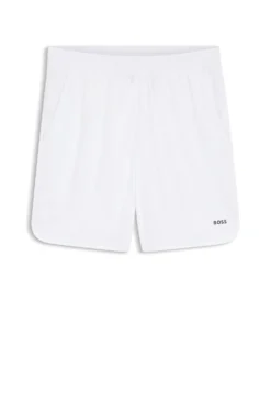 Active Stretch-fabric shorts with mesh pocket bags