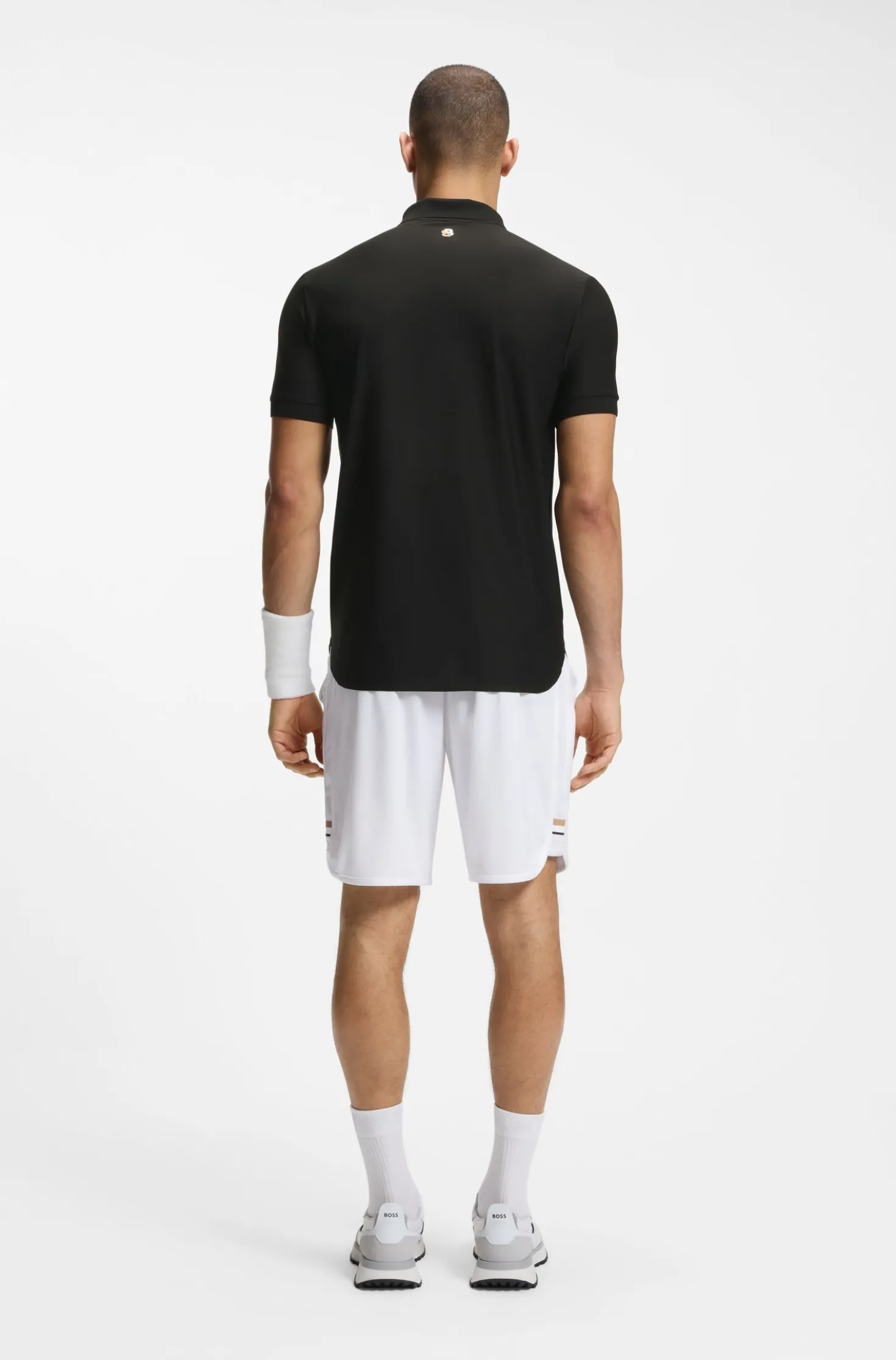 Active Stripe-jersey slim-fit polo shirt with four-way stretch
