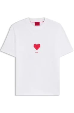 All-gender Cotton-jersey T-shirt with origami-heart prints