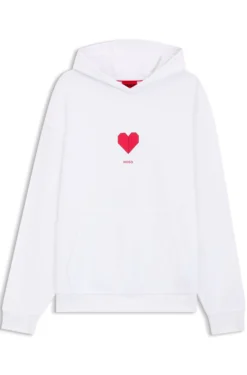 All-gender Cotton-terry hoodie with origami-heart artwork