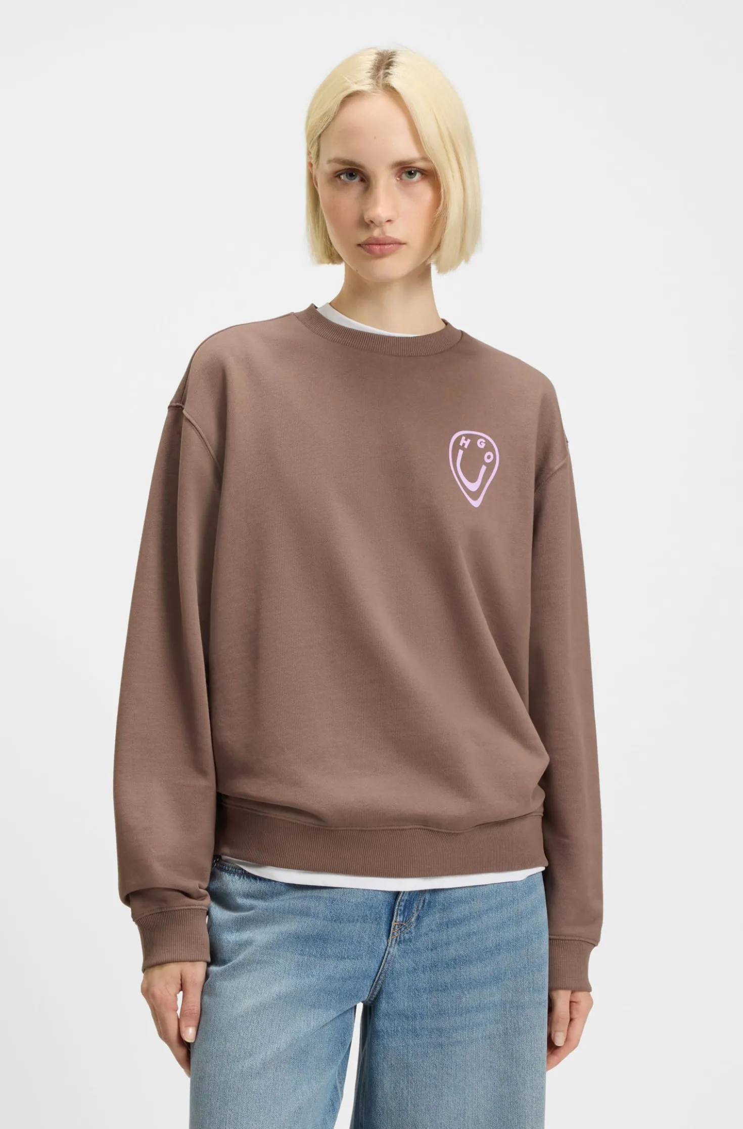 All-gender sweatshirt with Happy HUGO artwork