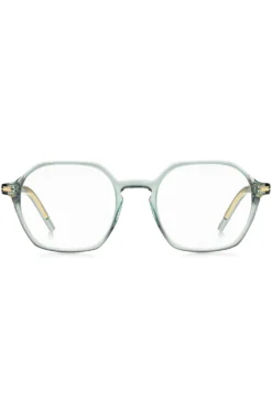 Aqua-acetate optical frames with gold-tone temples