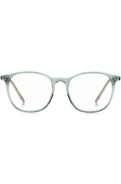 Aqua-acetate optical frames with gold-tone temples
