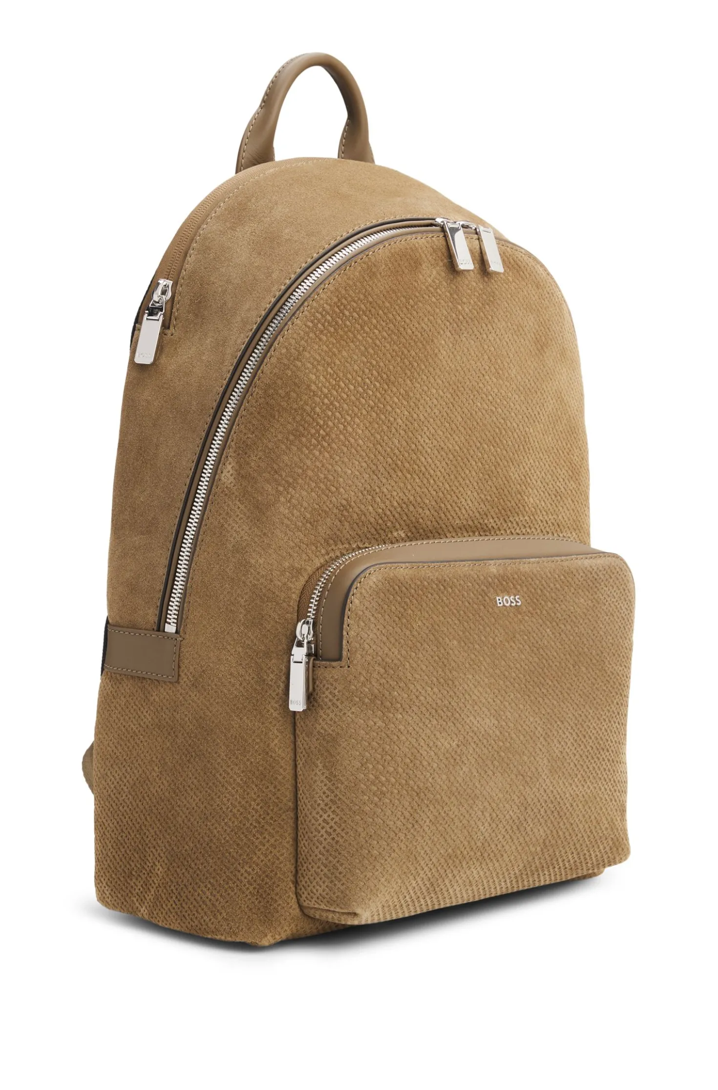 Backpack in monogram-embossed suede
