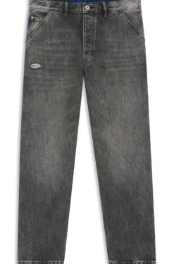Baggy-fit black jeans with carpenter details