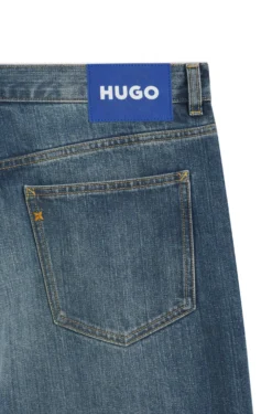 Baggy-fit jeans in blue slub denim