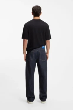 Baggy-fit jeans in dark-blue rinse-washed denim