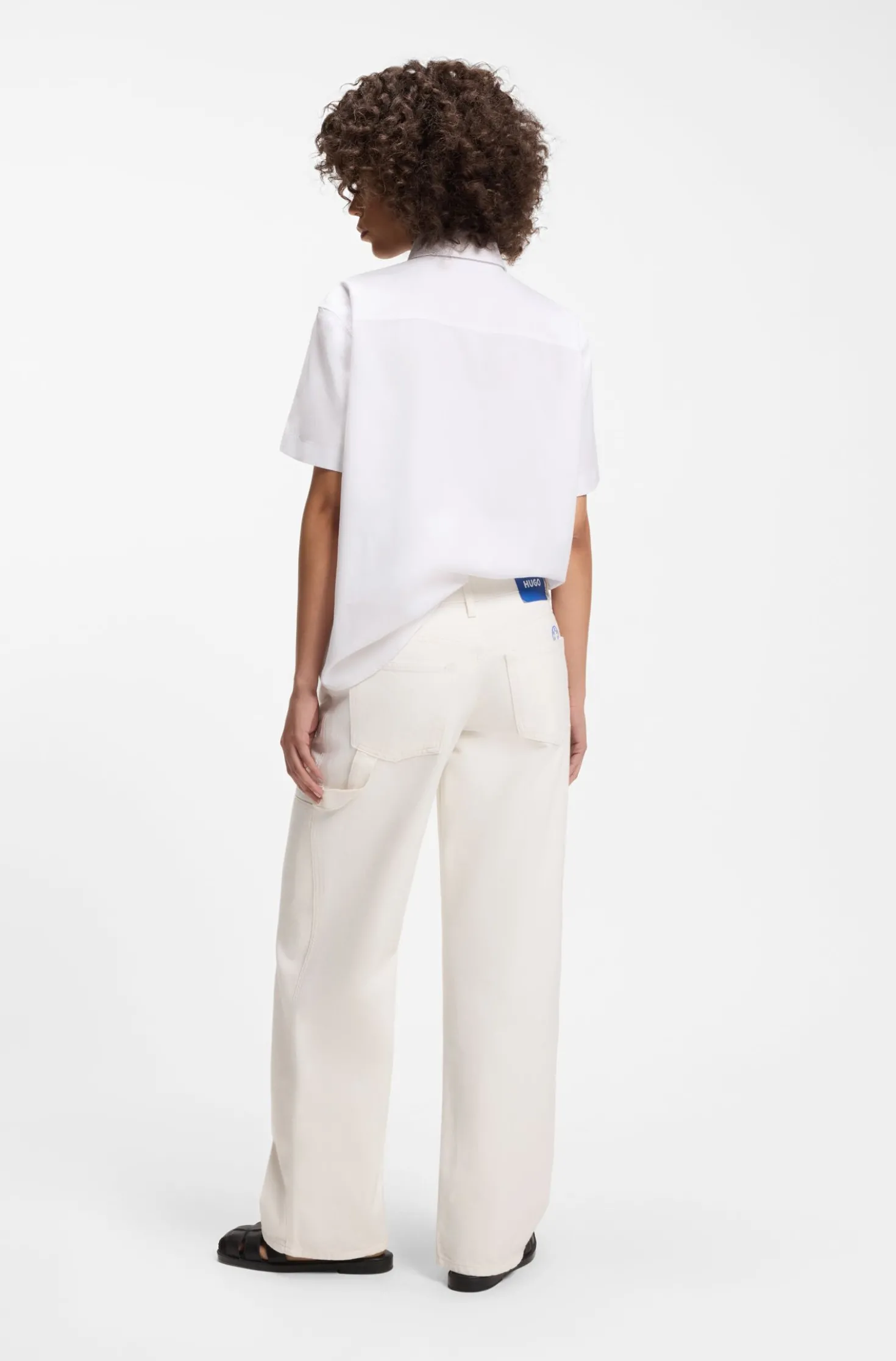 Baggy-fit jeans in ecru rigid denim