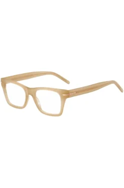 Beige-acetate optical frames with signature gold-tone detail