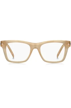 Beige-acetate optical frames with signature gold-tone detail