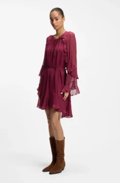 Belted dress with bell sleeves