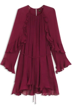 Belted dress with bell sleeves