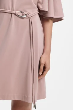 Belted jersey dress with cape-style detail