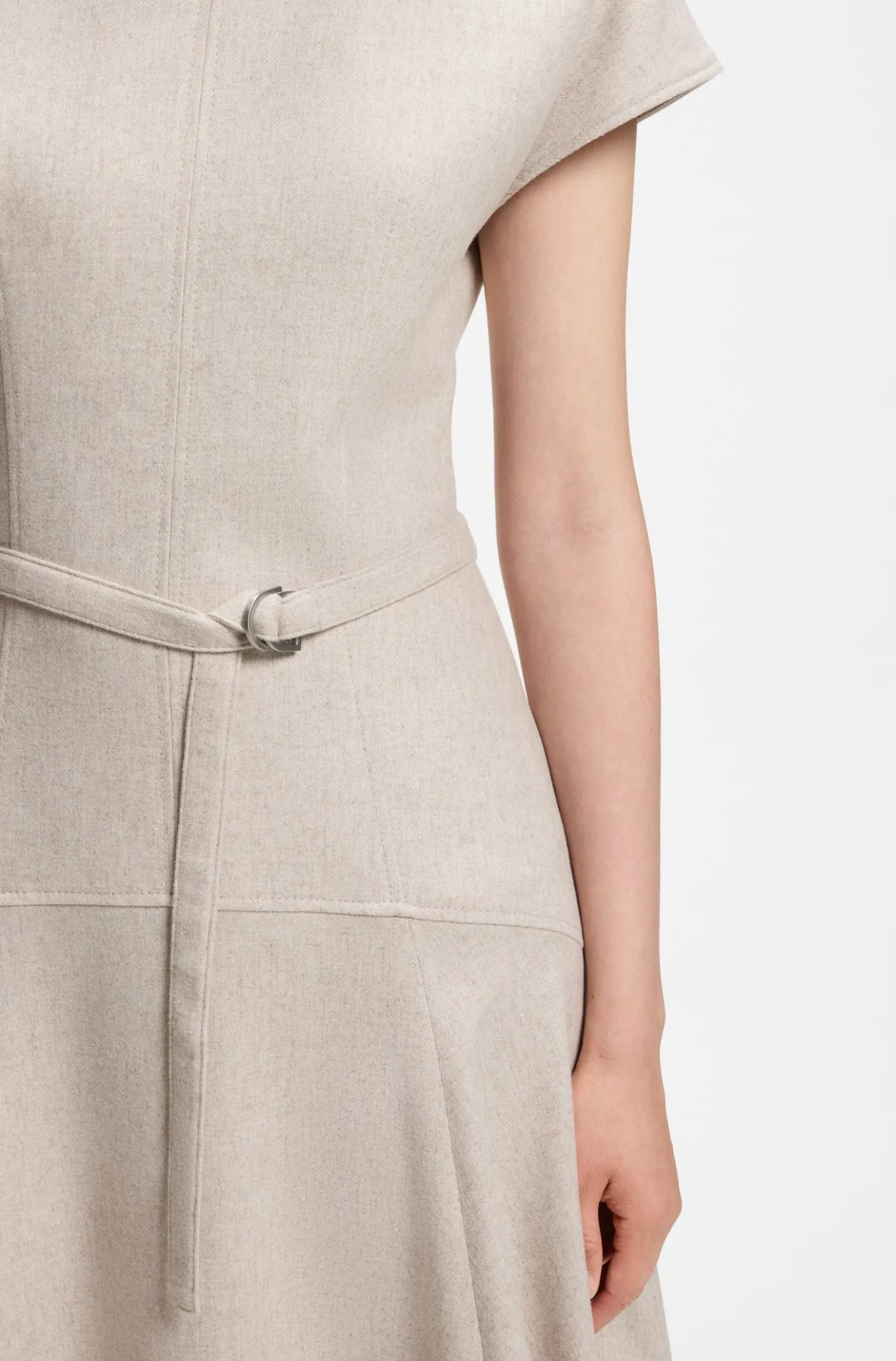 Belted maxi dress in melange flannel
