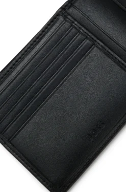 Bifold wallet in micro-grained leather with embossed logo