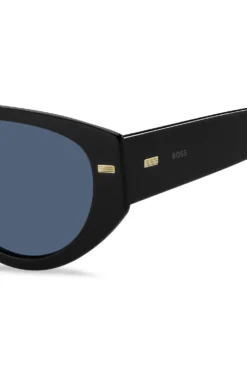 Bio-acetate black sunglasses with patterned rivets