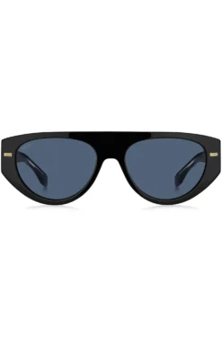 Bio-acetate black sunglasses with patterned rivets