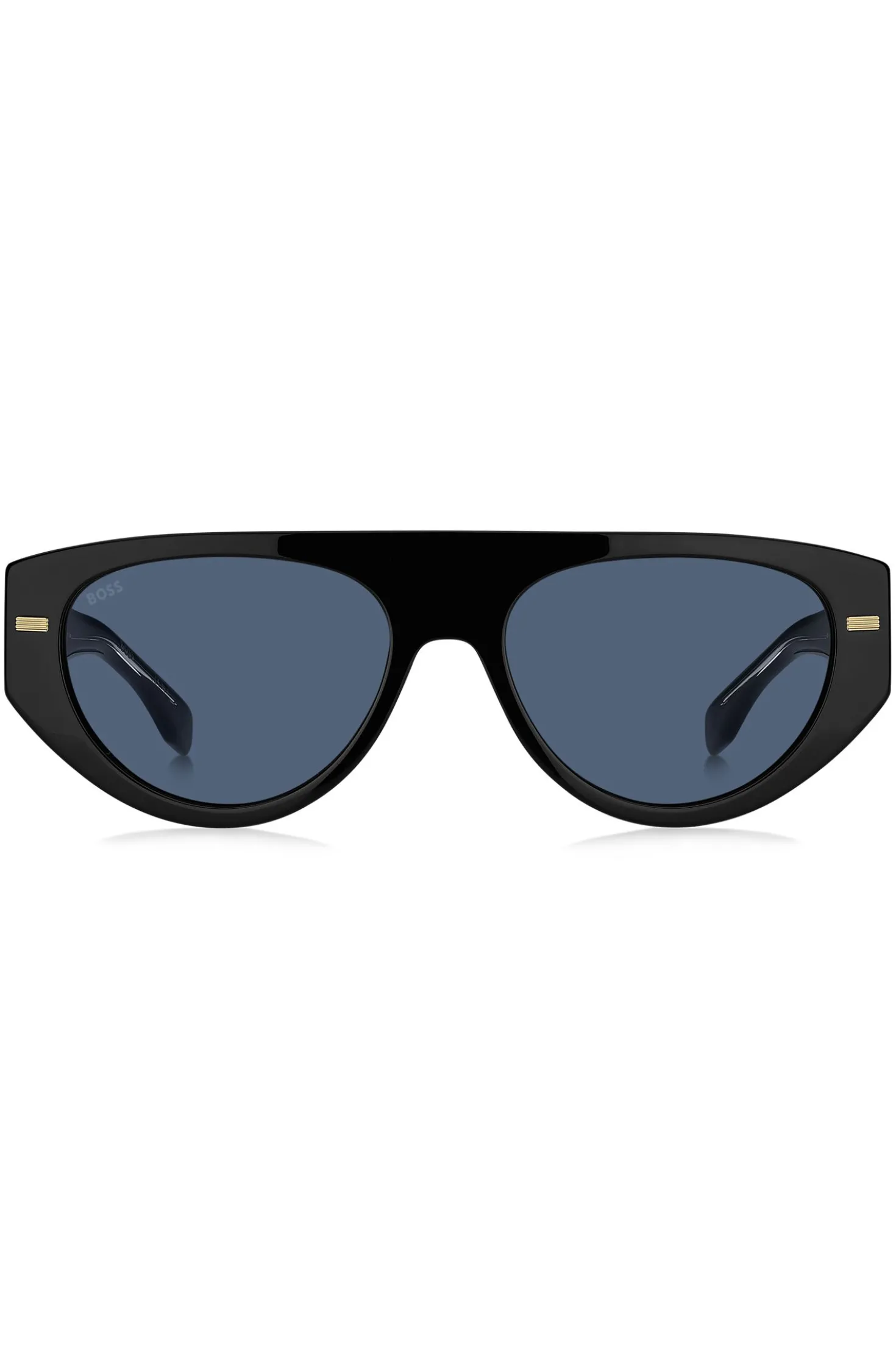 Bio-acetate black sunglasses with patterned rivets
