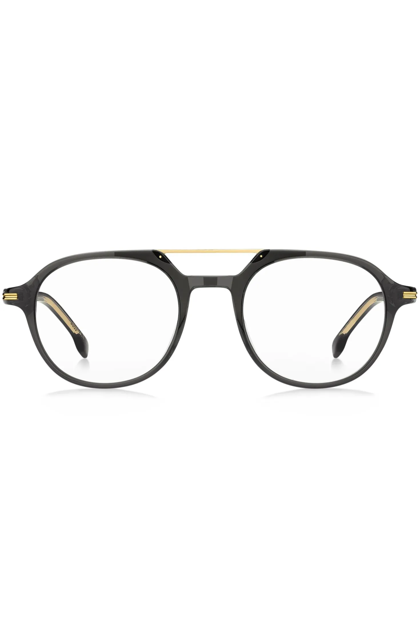 Black-acetate optical frames with gold-tone metal bridge