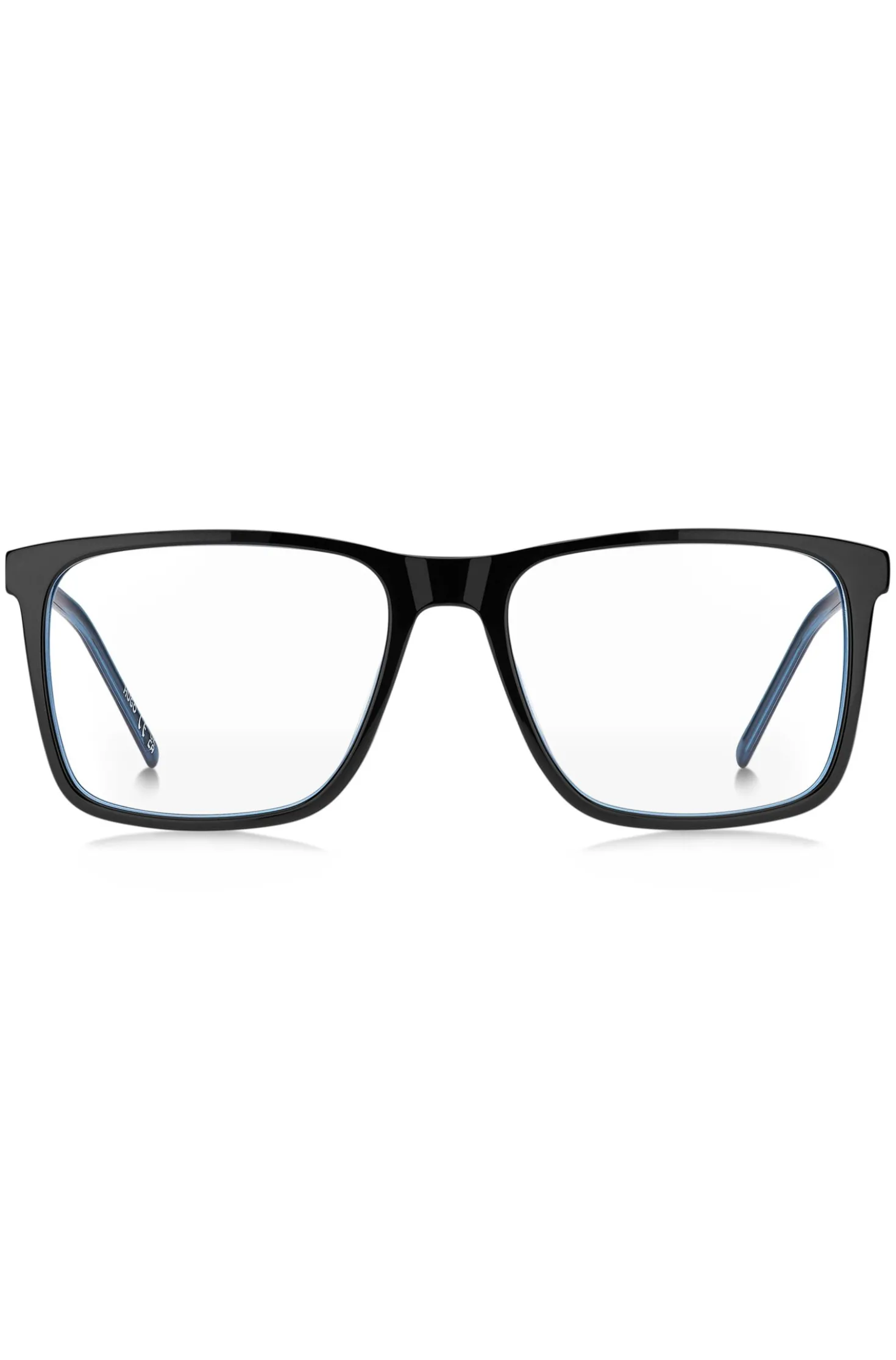 Black-acetate optical frames with contrast rubber logo