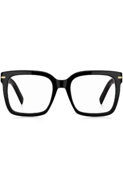 Black-acetate optical frames with gold-tone hinges