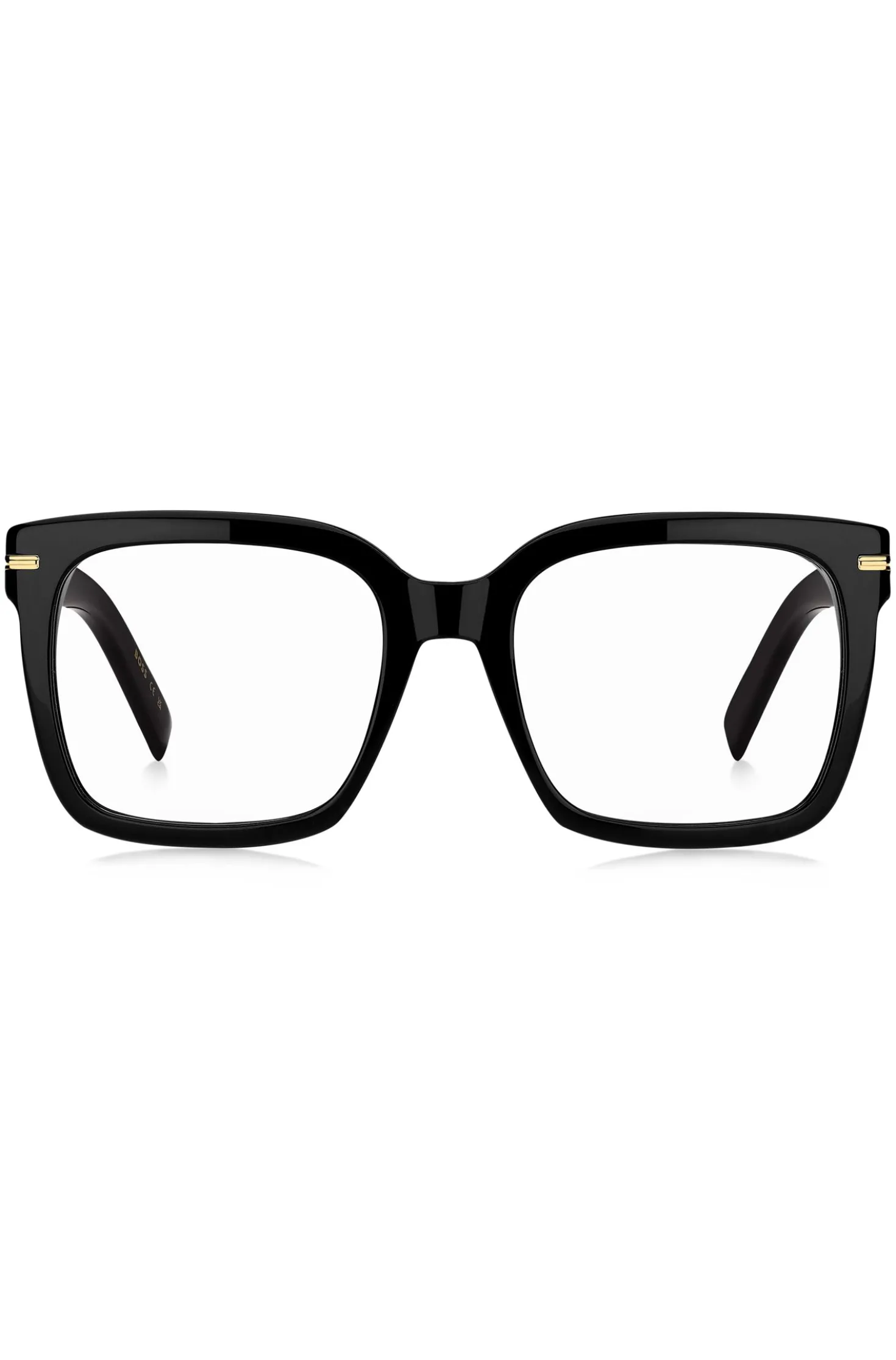 Black-acetate optical frames with gold-tone hinges
