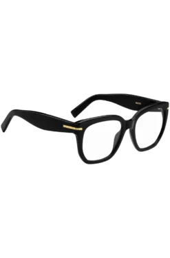 Black-acetate optical frames with gold-tone hinges