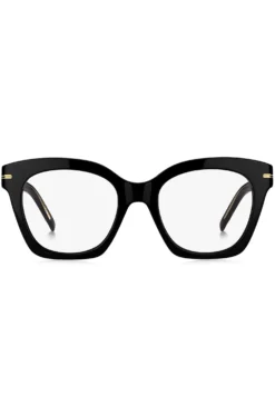 Black-acetate optical frames with gold-tone hardware