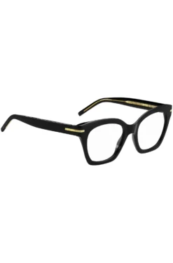 Black-acetate optical frames with gold-tone hardware