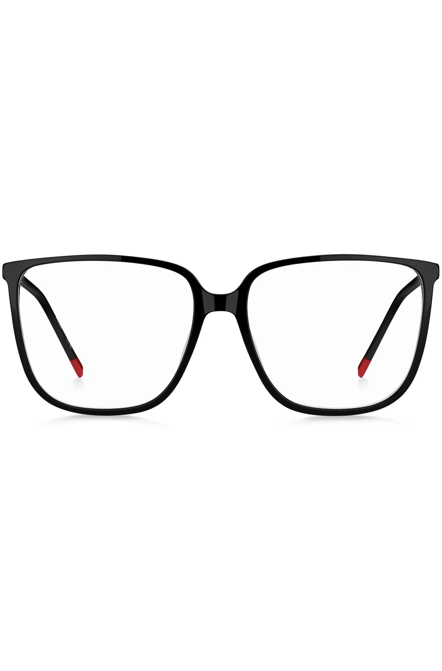 Black-acetate optical frames with gold-tone temples