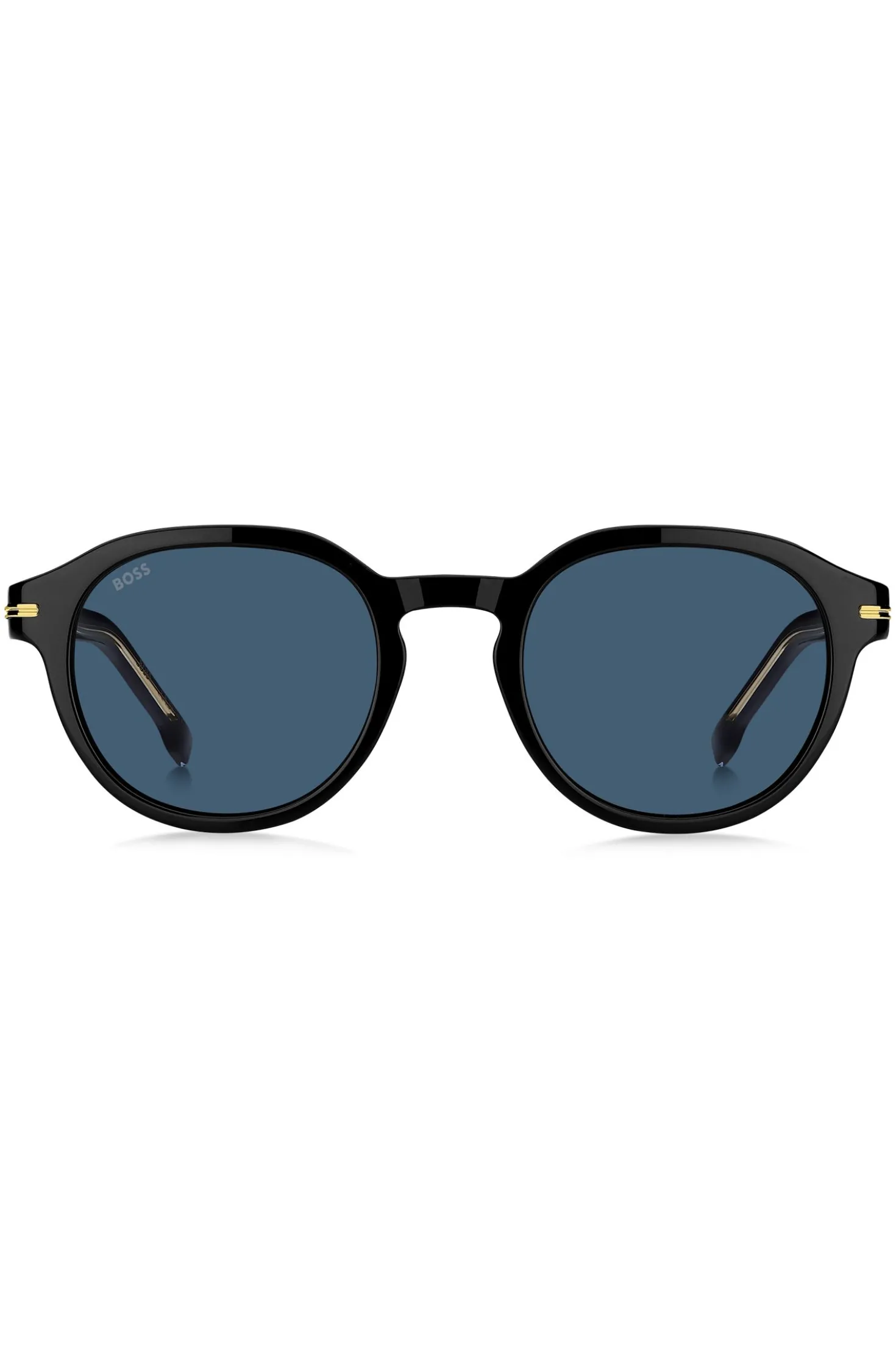 Black-acetate sunglasses with gold-tone hinges