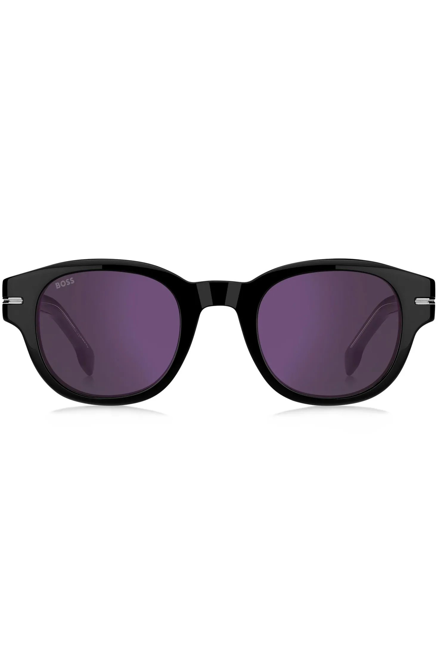 Black-acetate sunglasses with violet lenses