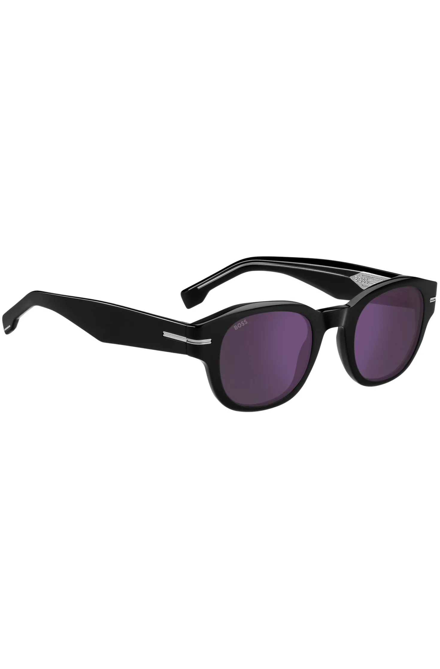 Black-acetate sunglasses with violet lenses
