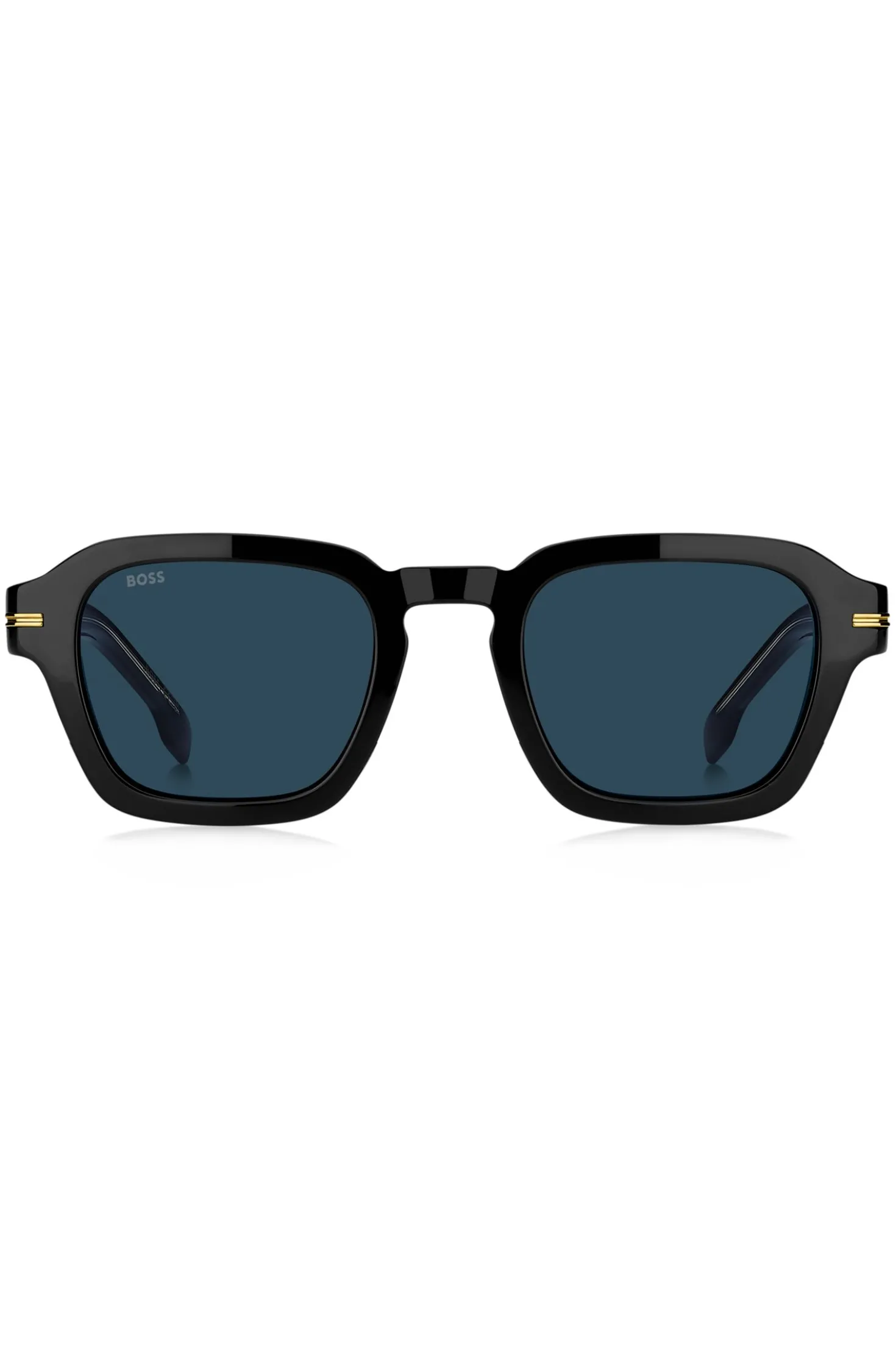 Black-acetate sunglasses with gold-tone trims