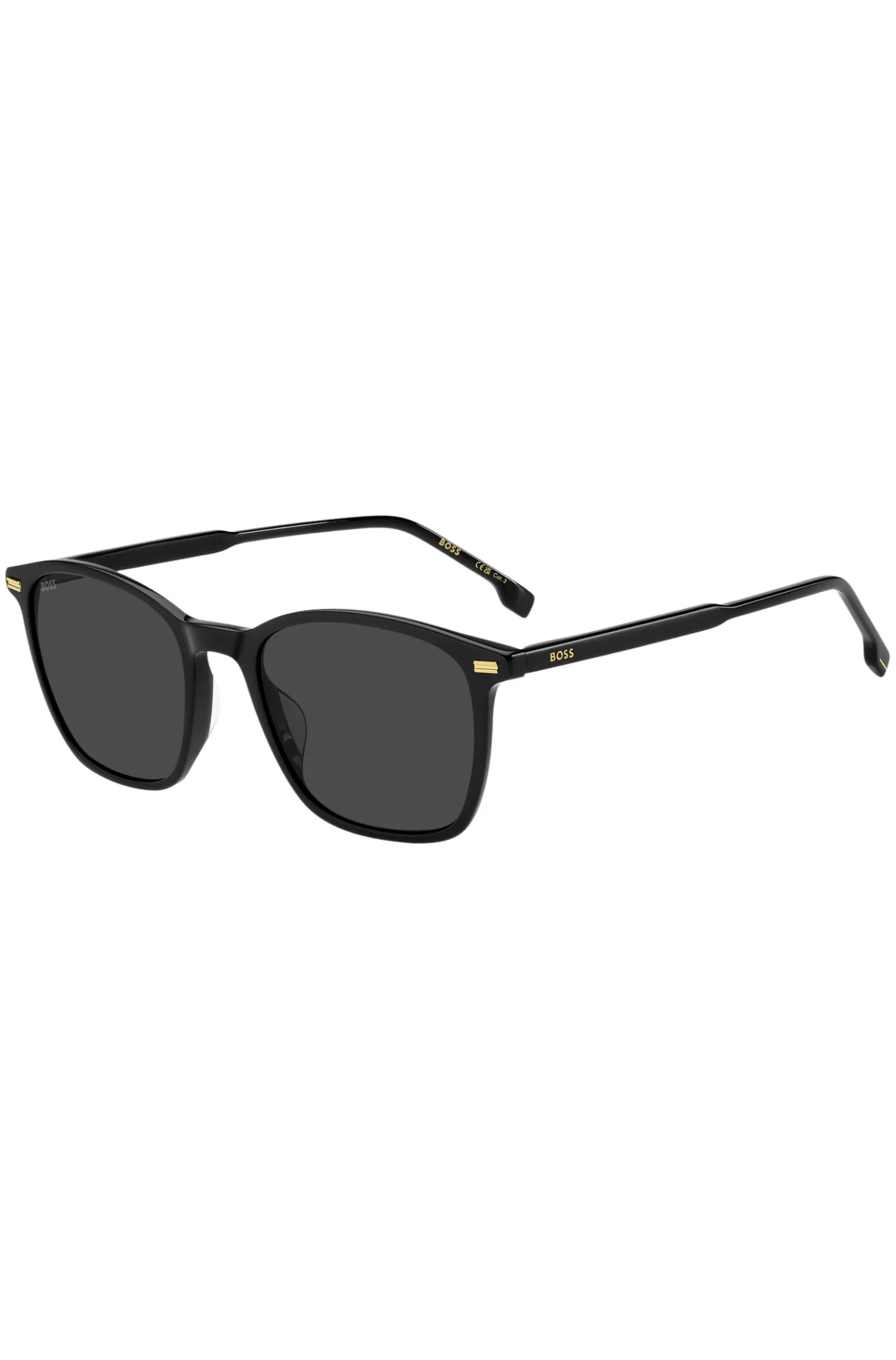 Black-acetate sunglasses with temple logo