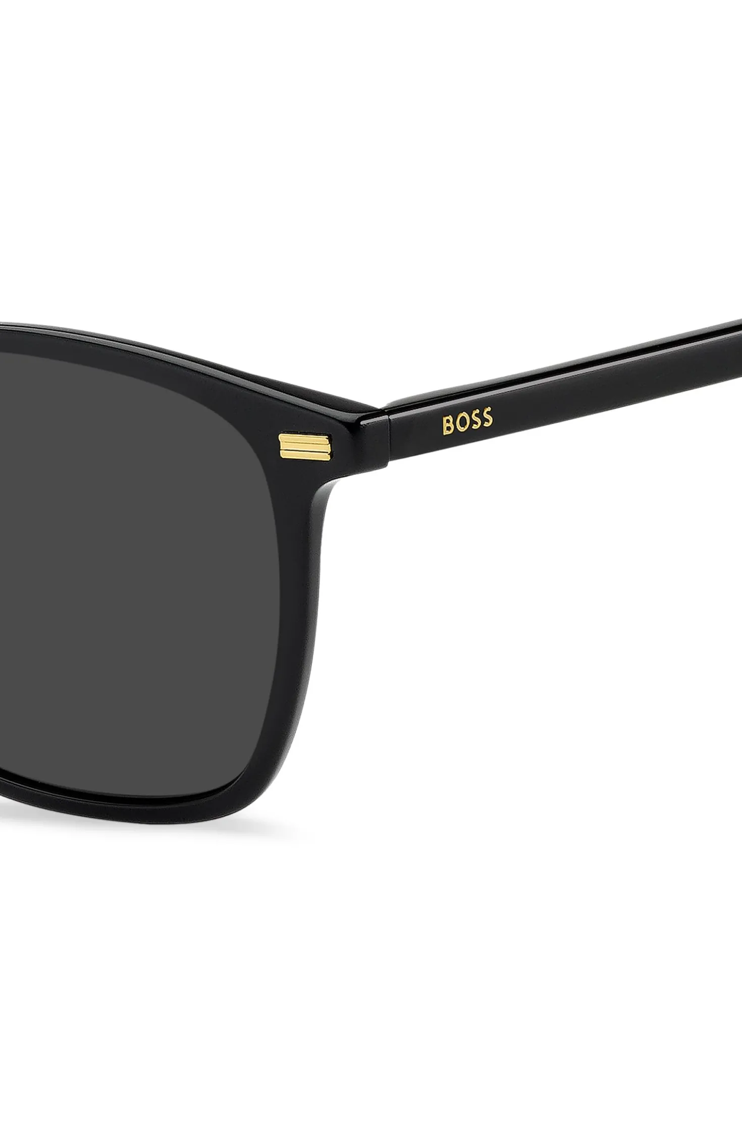 Black-acetate sunglasses with temple logo