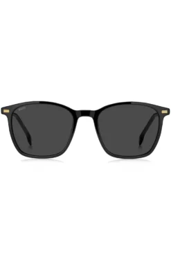 Black-acetate sunglasses with temple logo