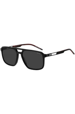 Black-acetate sunglasses with rubber logo