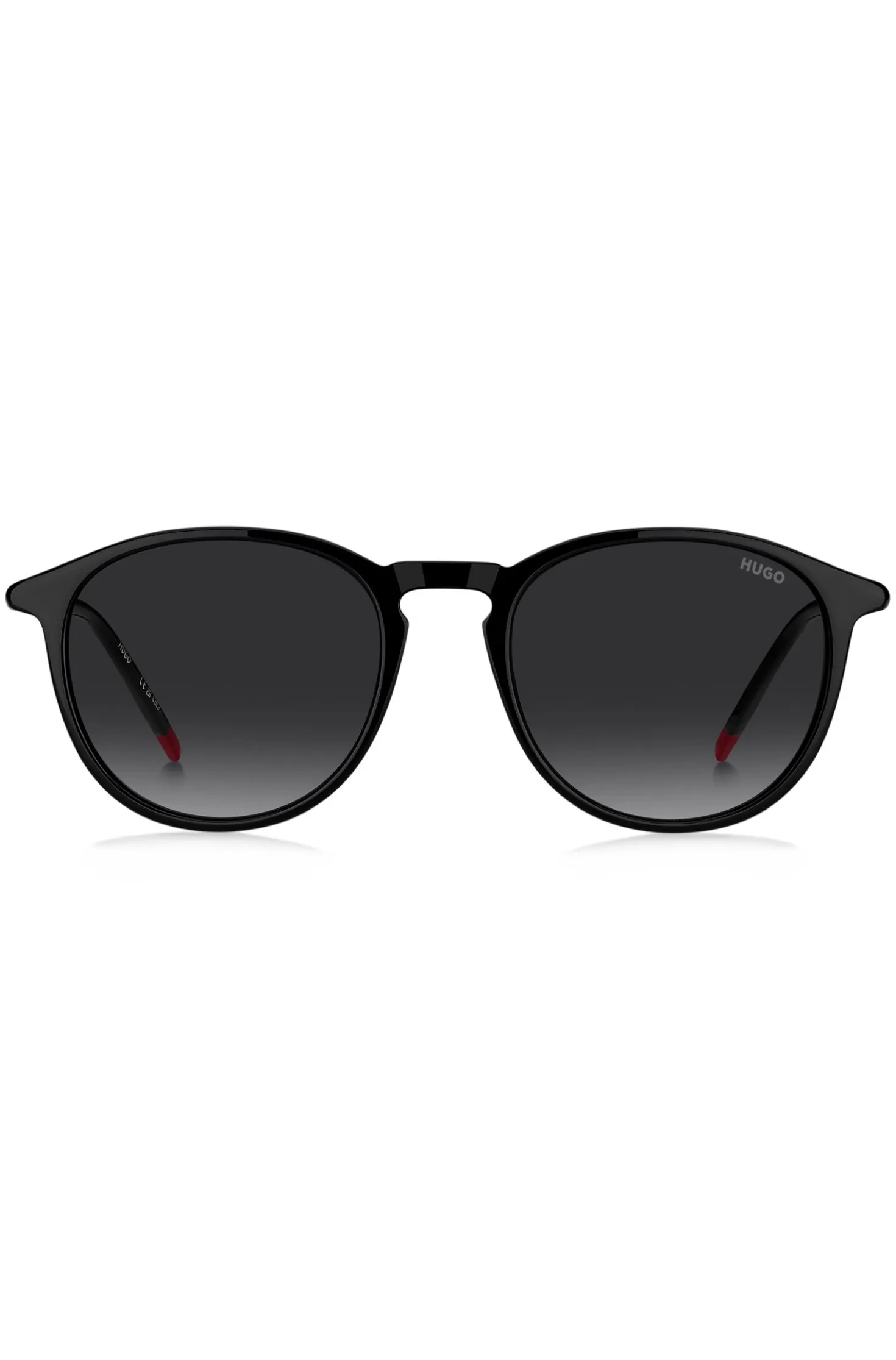 Black-acetate sunglasses with tubular metal temples