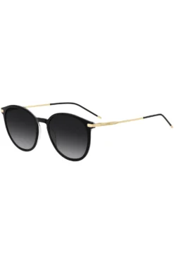 Black-acetate sunglasses with gold-tone temples