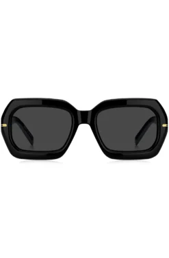 Black-acetate sunglasses with gold-tone hinges