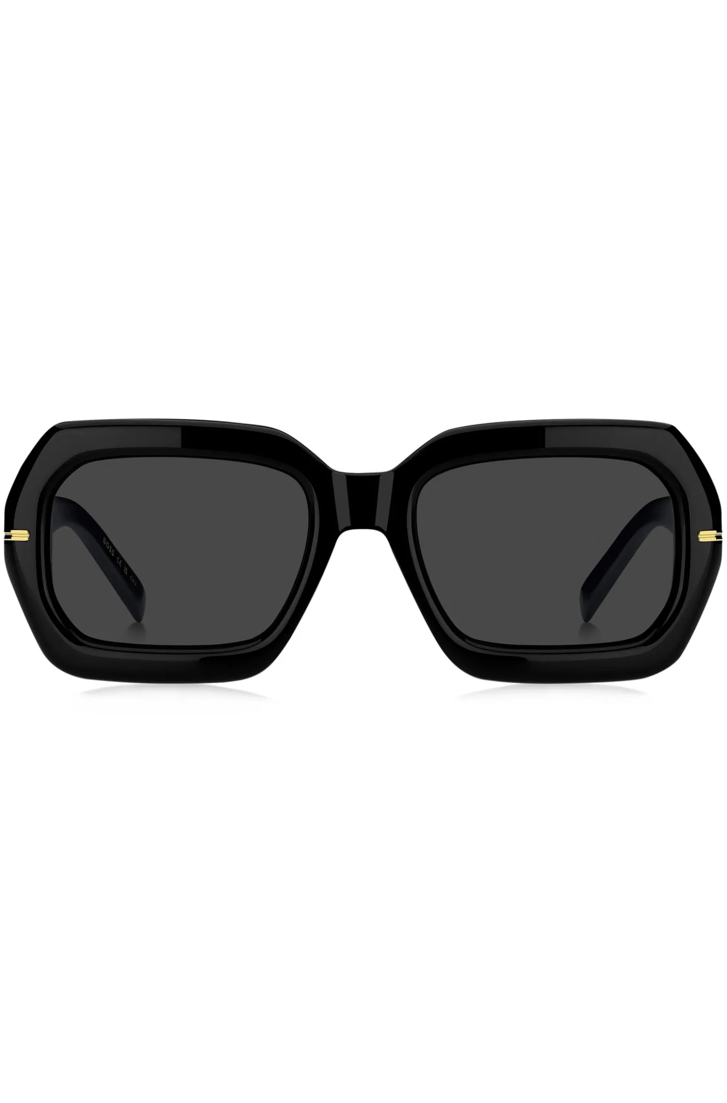 Black-acetate sunglasses with gold-tone hinges